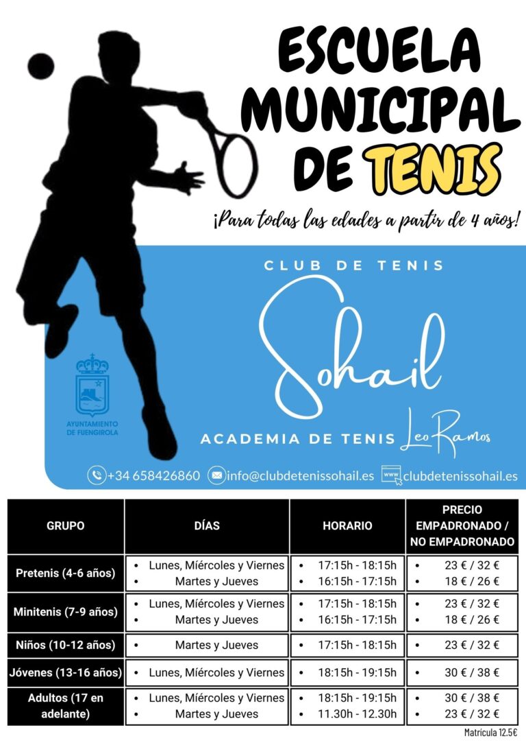 Cartel Escuela Municipal de Tenis Fuengirola 2024-25 Club de Tenis Sohail